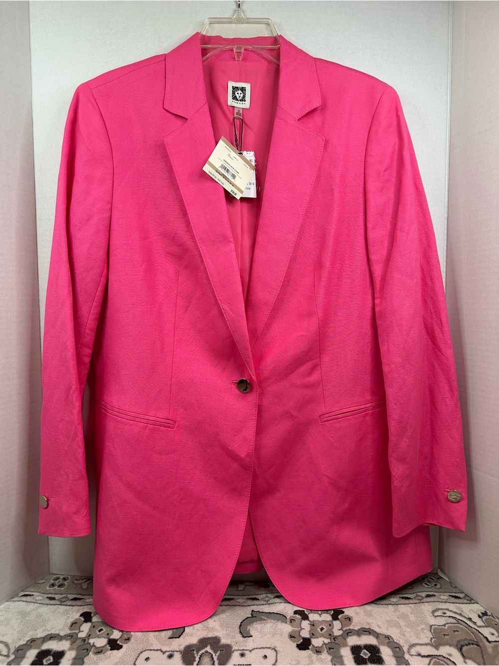Anne Klein Hot Pink Single-Button Blazer, size 12, NWT